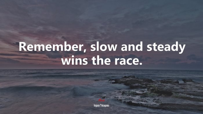Remember, slow and steady wins the race. | Ieyasu Tokugawa quote