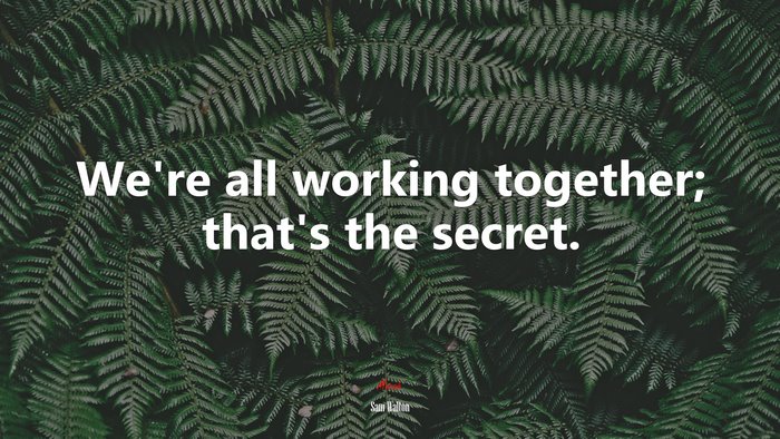We’re all working together; that’s the secret. | Sam Walton quote