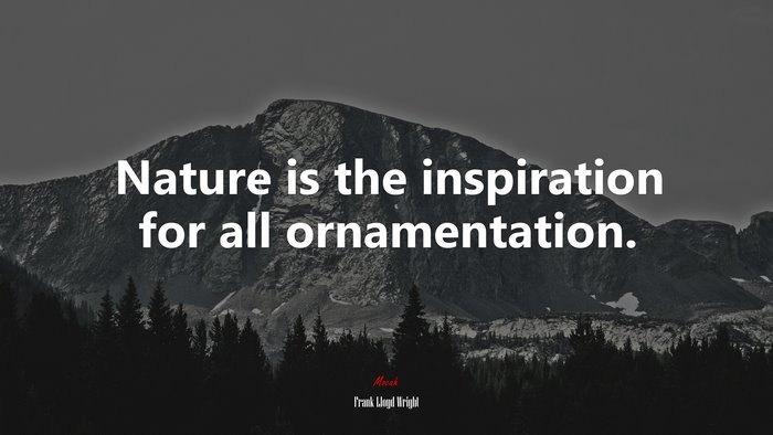 Nature is the inspiration for all ornamentation. | Frank Lloyd Wright quote