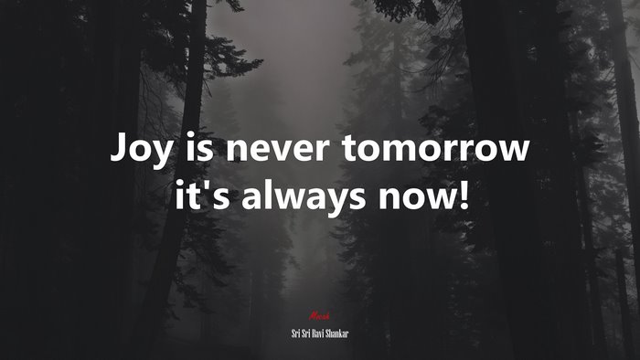 Joy is never tomorrow it’s always now! | Sri Sri Ravi Shankar quote