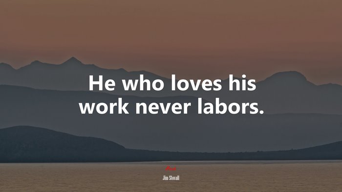 He who loves his work never labors. | Jim Stovall quote