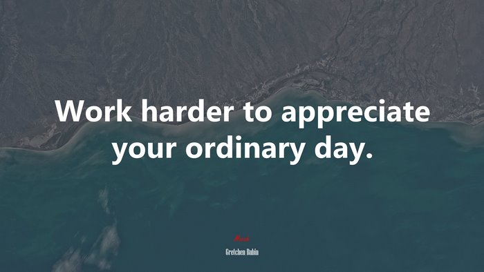 Work harder to appreciate your ordinary day. | Gretchen Rubin quote