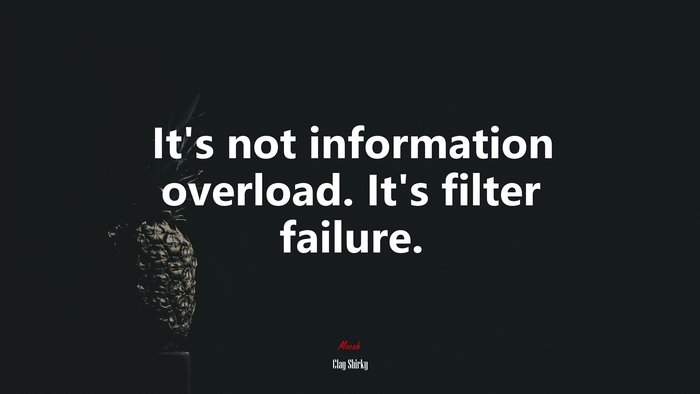 It’s not information overload. It’s filter failure. | Clay Shirky quote