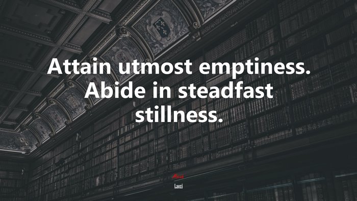 Attain utmost emptiness. Abide in steadfast stillness. | Laozi quote