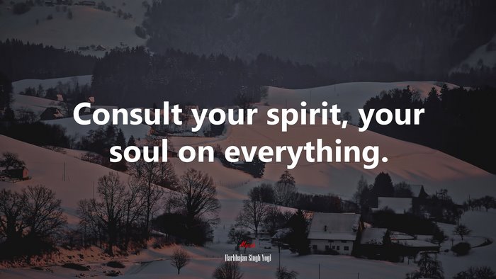 Consult your spirit, your soul on everything. | Harbhajan Singh Yogi quote