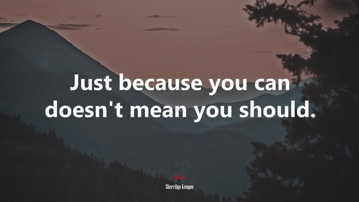 Just because you can doesn’t mean you should. | Sherrilyn Kenyon quote