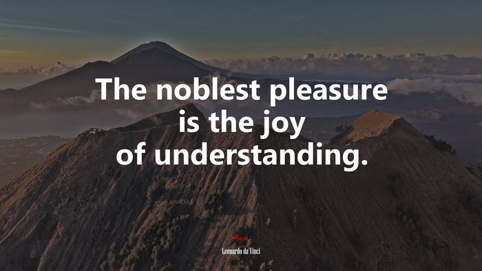 The noblest pleasure is the joy of understanding. | Leonardo da Vinci quote
