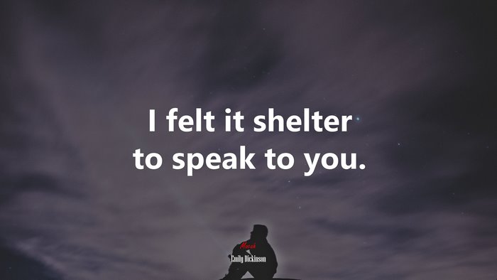 I felt it shelter to speak to you. | Emily Dickinson quote