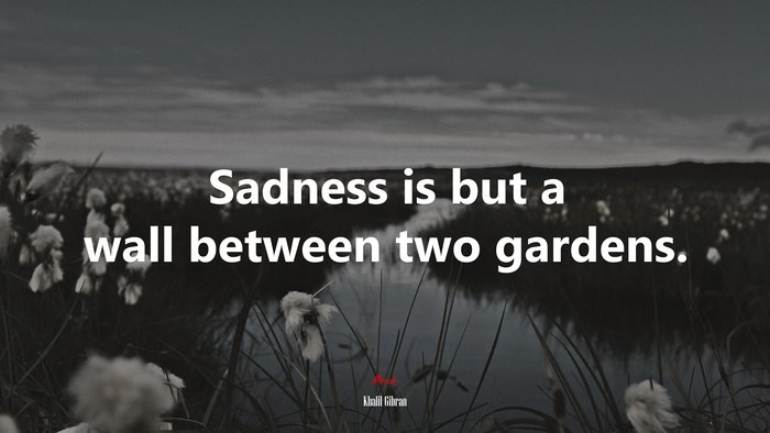 Sadness is but a wall between two gardens. | Khalil Gibran quote