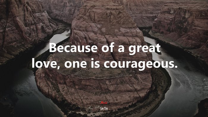 Because of a great love, one is courageous. | Lao Tzu quote