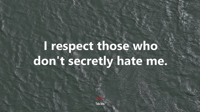 I respect those who don’t secretly hate me. | Toba Beta quote