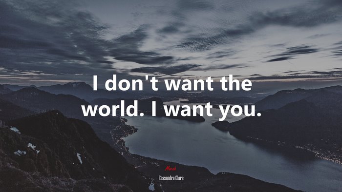 I don’t want the world. I want you. | Cassandra Clare quote