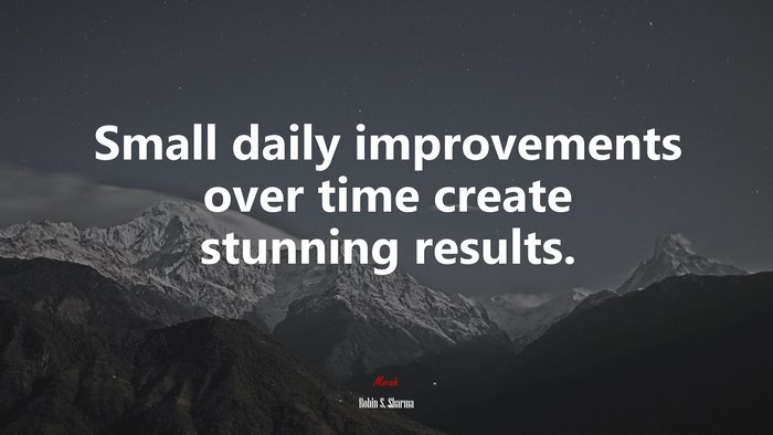 Small daily improvements over time create stunning results. | Robin S. Sharma quote