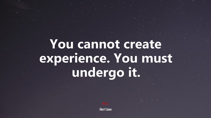 You cannot create experience. You must undergo it. | Albert Camus quote