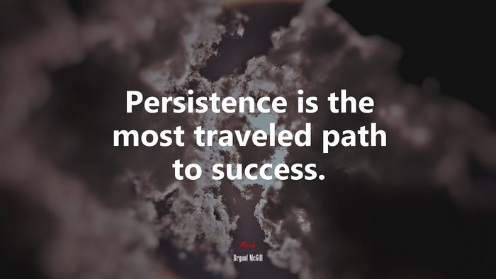 Persistence is the most traveled path to success. | Bryant McGill quote
