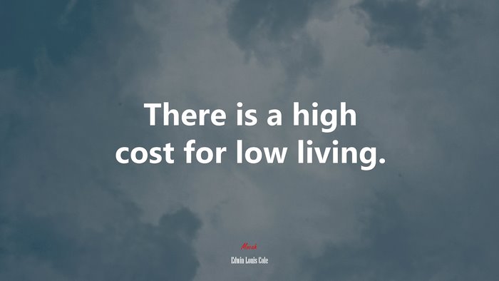 There is a high cost for low living. | Edwin Louis Cole quote