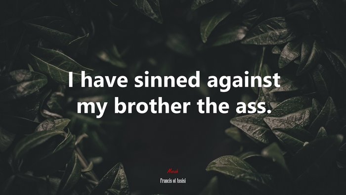 I have sinned against my brother the ass. | Francis of Assisi quote
