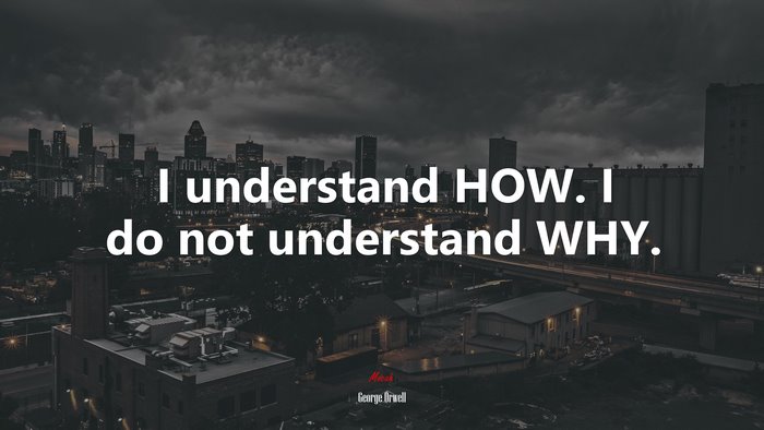 I understand HOW. I do not understand WHY. | George Orwell quote