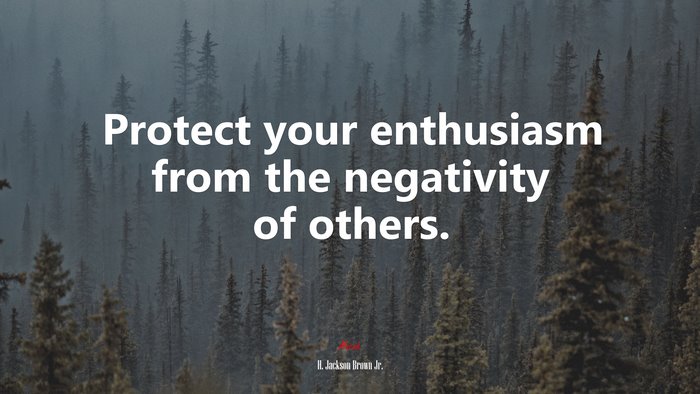 Protect your enthusiasm from the negativity of others. | H. Jackson Brown Jr. quote