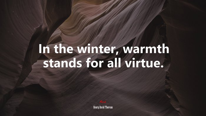 In the winter, warmth stands for all virtue. | Henry David Thoreau quote