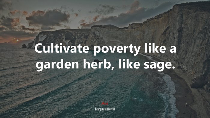 Cultivate poverty like a garden herb, like sage. | Henry David Thoreau quote
