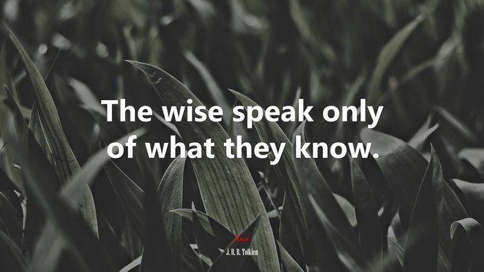 The wise speak only of what they know. | J. R. R. Tolkien quote