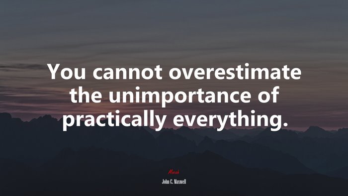 You cannot overestimate the unimportance of practically everything. | John C. Maxwell quote
