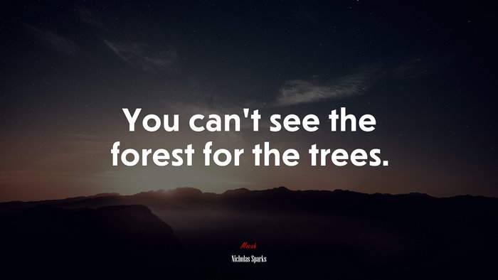 You can’t see the forest for the trees. | Nicholas Sparks quote