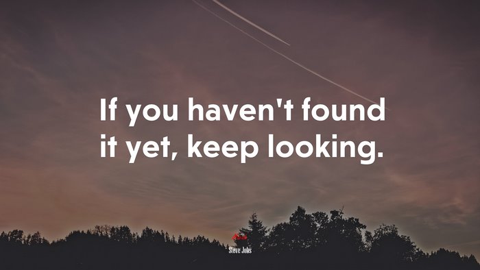 If you haven’t found it yet, keep looking. | Steve Jobs quote