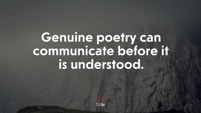 Genuine poetry can communicate before it is understood. | T. S. Eliot quote