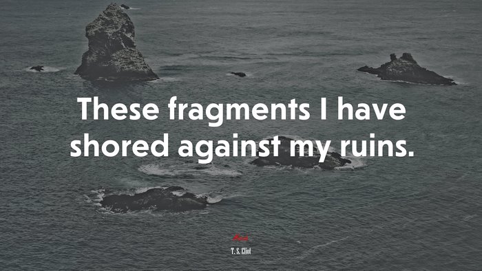 These fragments I have shored against my ruins. | T. S. Eliot quote