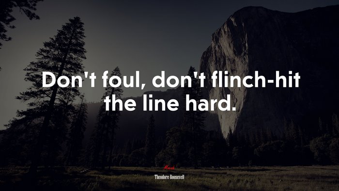 Don’t foul, don’t flinch-hit the line hard. | Theodore Roosevelt quote