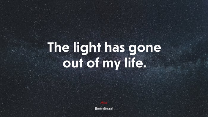 The light has gone out of my life. | Theodore Roosevelt quote