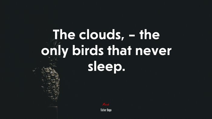 The clouds, – the only birds that never sleep. | Victor Hugo quote