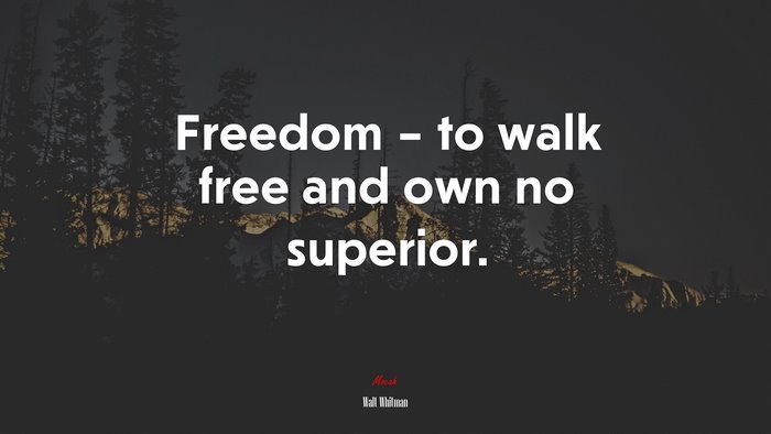 Freedom – to walk free and own no superior. | Walt Whitman quote
