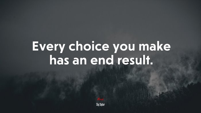 Every choice you make has an end result. | Zig Ziglar quote