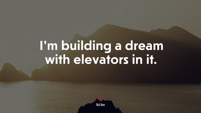 I’m building a dream with elevators in it. | Rick Ross quote