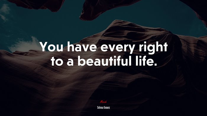 You have every right to a beautiful life. | Selena Gómez quote