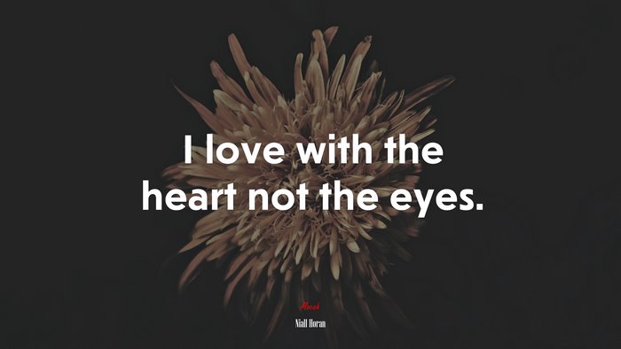 I love with the heart not the eyes. | Niall Horan quote