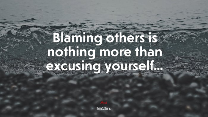 Blaming others is nothing more than excusing yourself... | Robin S. Sharma quote