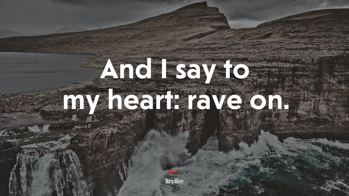And I say to my heart: rave on. | Mary Oliver quote