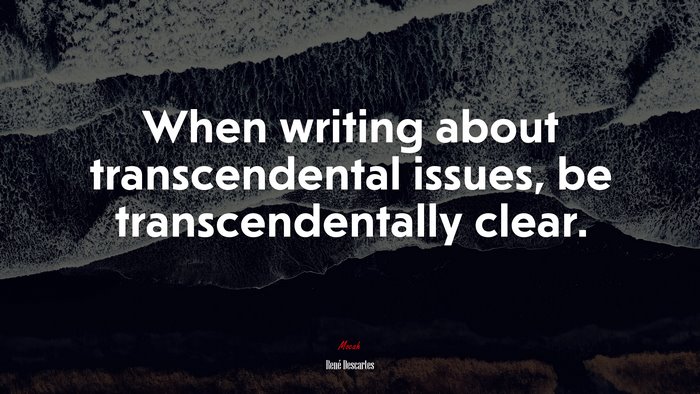 When writing about transcendental issues, be transcendentally clear. | René Descartes quote