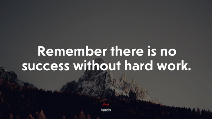 Remember there is no success without hard work. | Sophocles quote