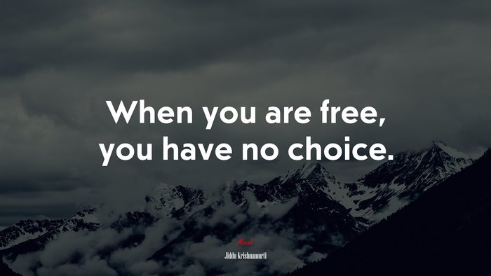 When you are free, you have no choice. | Jiddu Krishnamurti quote