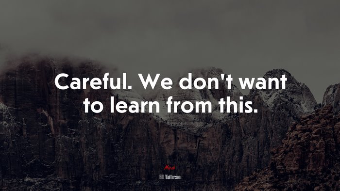 Careful. We don’t want to learn from this. | Bill Watterson quote