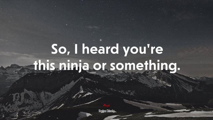 So, I heard you’re this ninja or something. | Stephen Chbosky quote