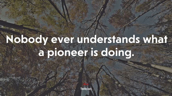 Nobody ever understands what a pioneer is doing. | Timothy Leary quote