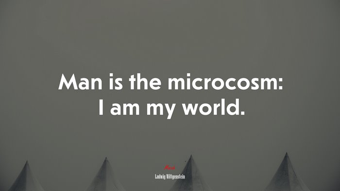 Man is the microcosm: I am my world. | Ludwig Wittgenstein quote