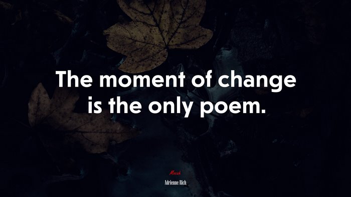 The moment of change is the only poem. | Adrienne Rich quote