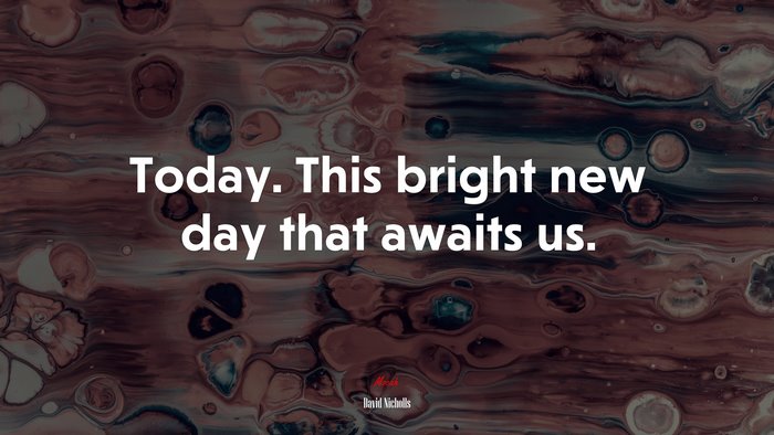 Today. This bright new day that awaits us. | David Nicholls quote